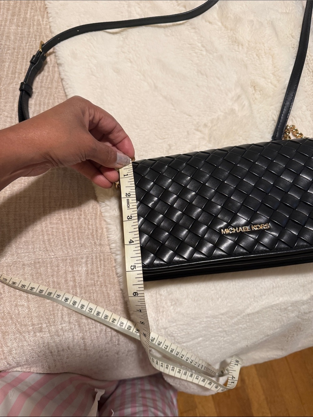 Michael Kors Black Quilted Leather Crossbody with Gold Hardware - Picture 3 of 7